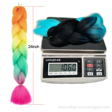 24inch Kanekalons Jumbo Braid in synthetic Hair Extension Ombre Wick Braiding Hair Crochet Extensions Braids mechesd couleur